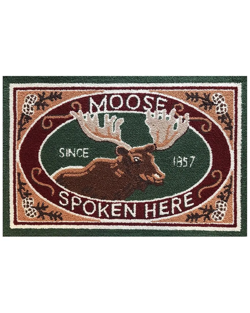 Moose Spoken Here Rug - Green, Polyester