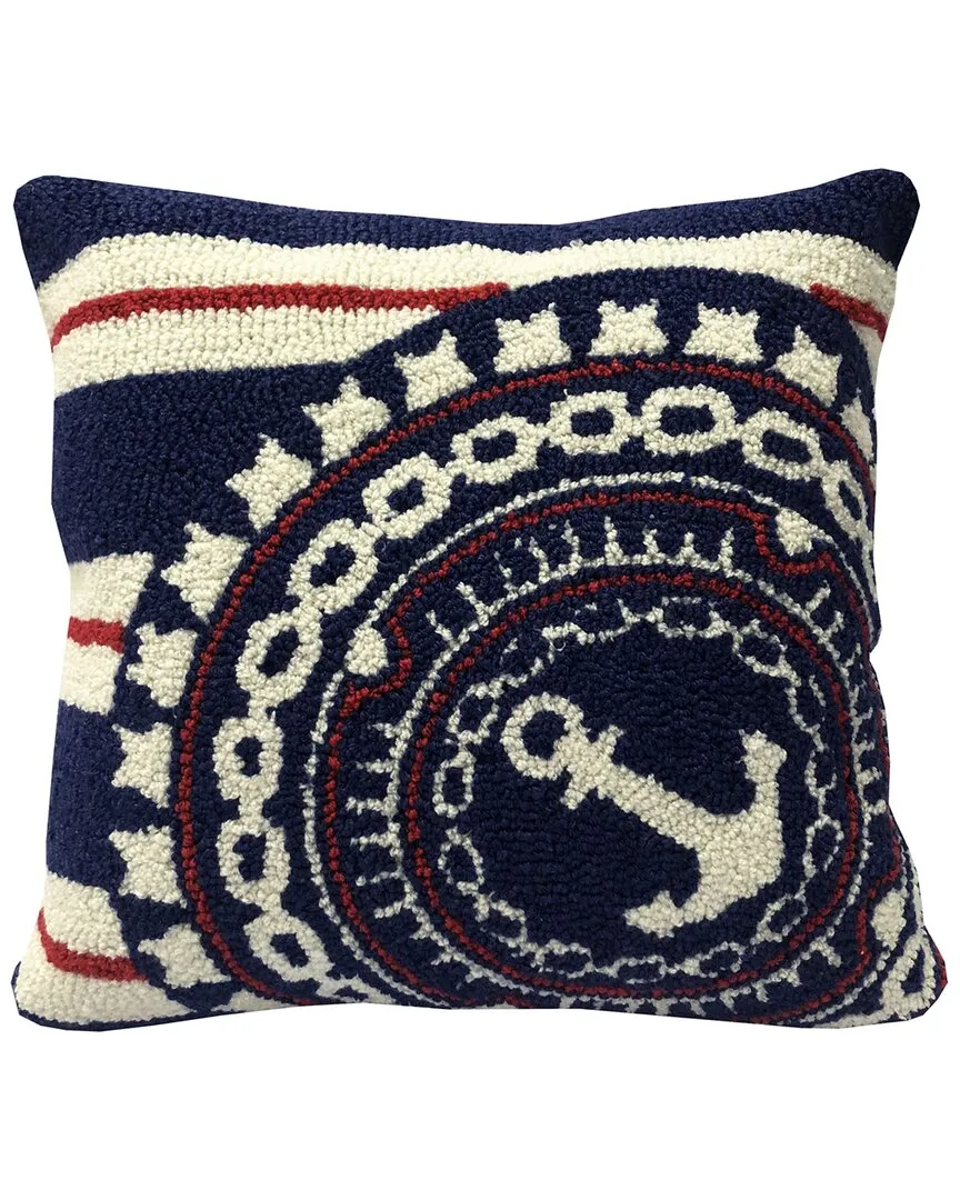 Nautical Anchor Stripe Indoor/Outdoor Pillow - Blue image