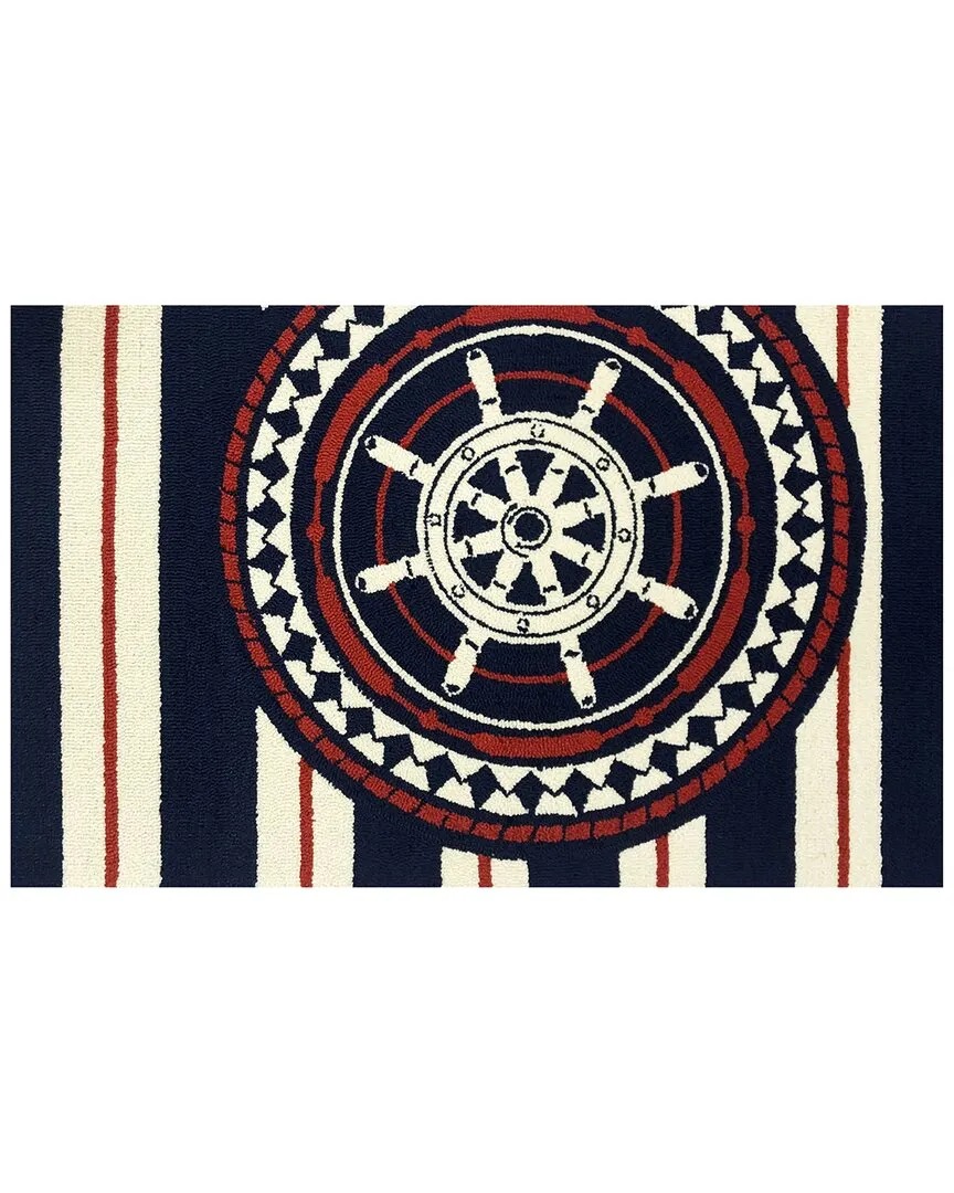 Nautical Wheel Indoor/Outdoor Doormat - Blue, UV Polyester image