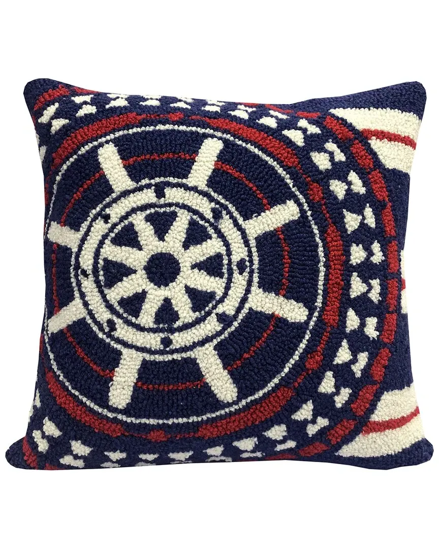 Nautical Wheel Stripe Indoor/Outdoor Pillow - Blue, UV Polyester