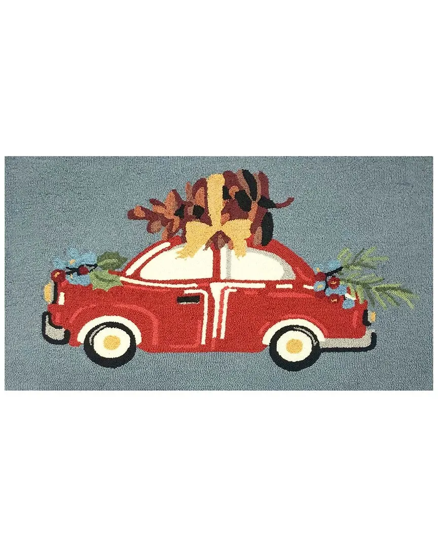Pinecone Tree on Car 24x36in Doormat - Blue image