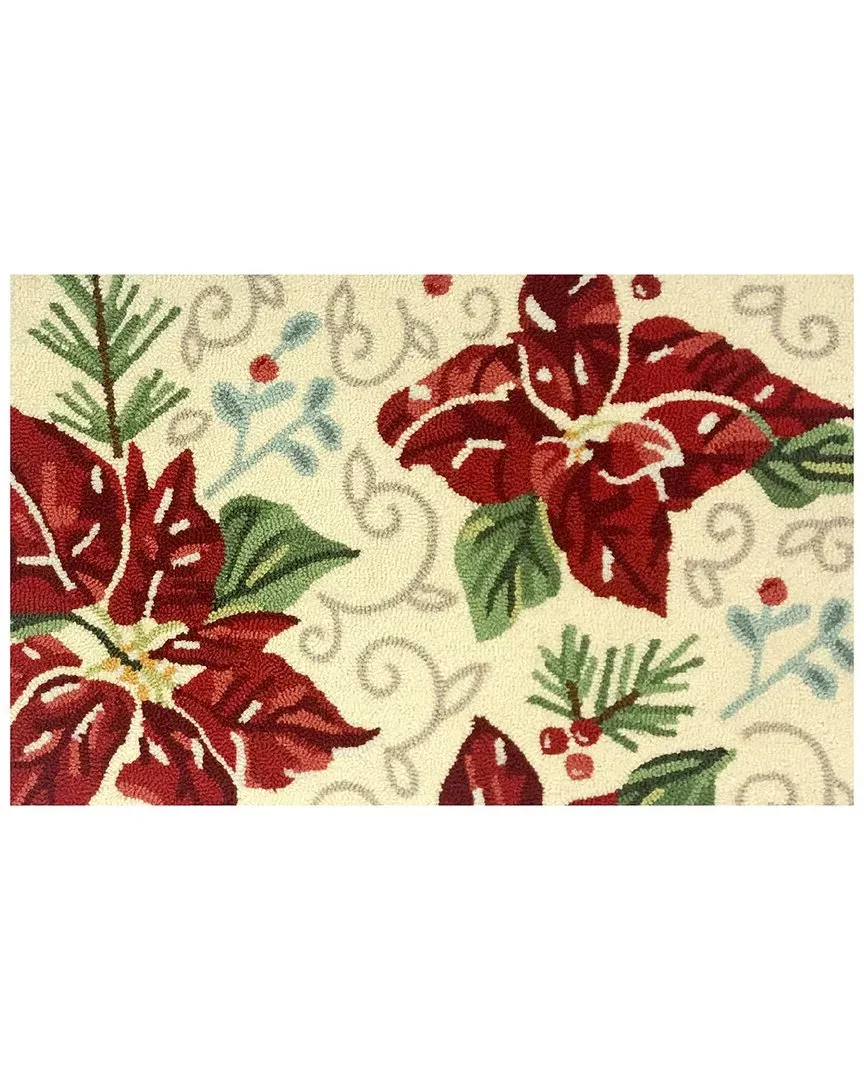 Poinsettia Slice Doormat - White, UV Polyester