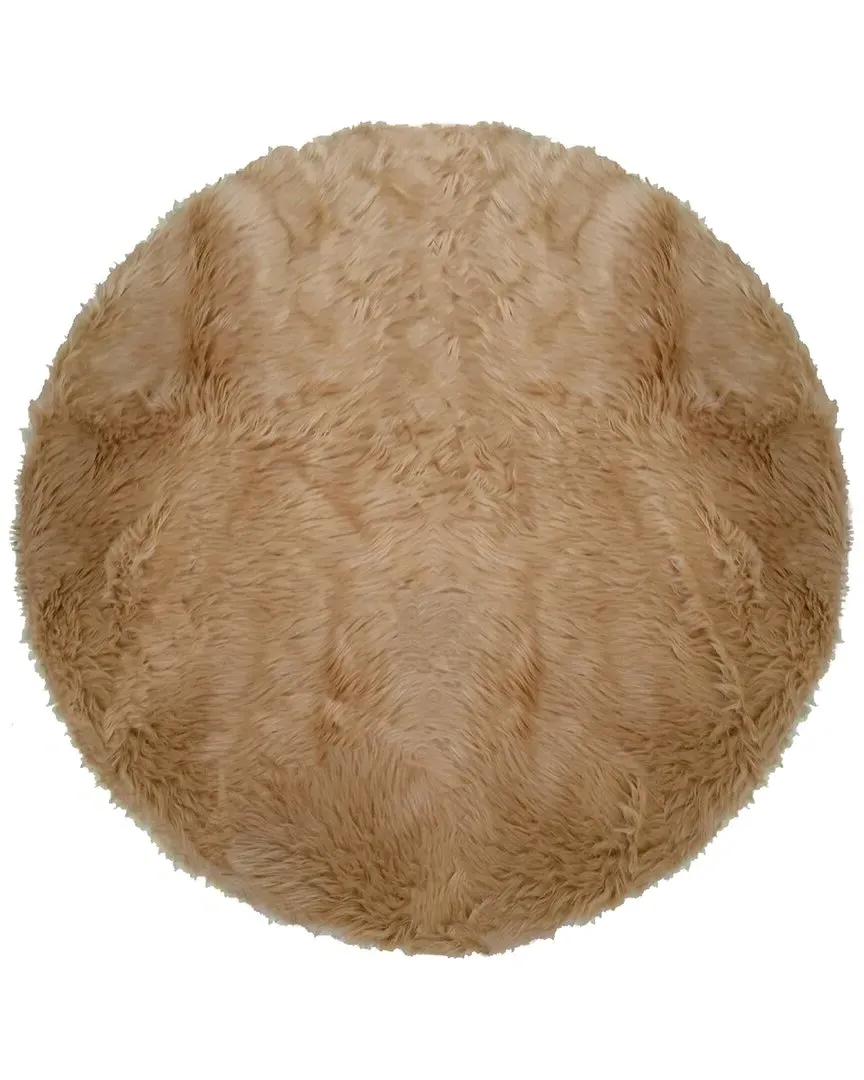 Round Faux Shag Rug - Tan, Polyester image