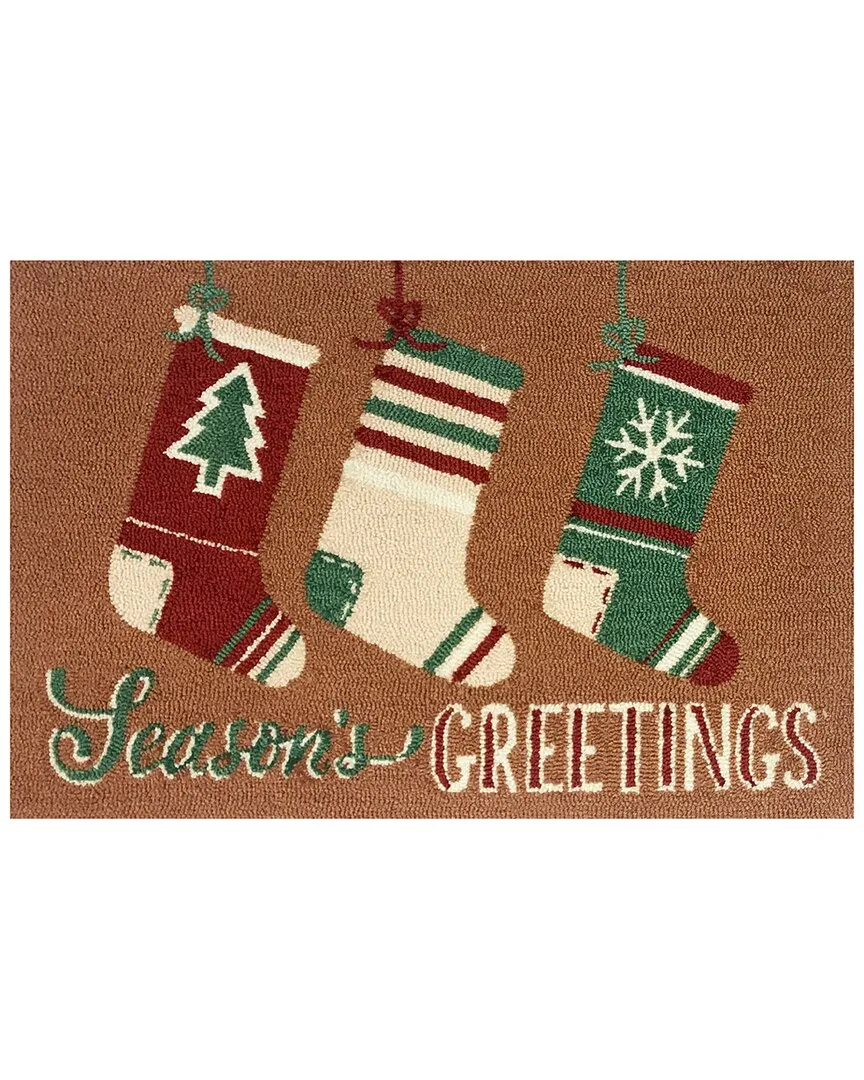 Seasons Greetings Stockings Doormat - Multicolor, Polyester