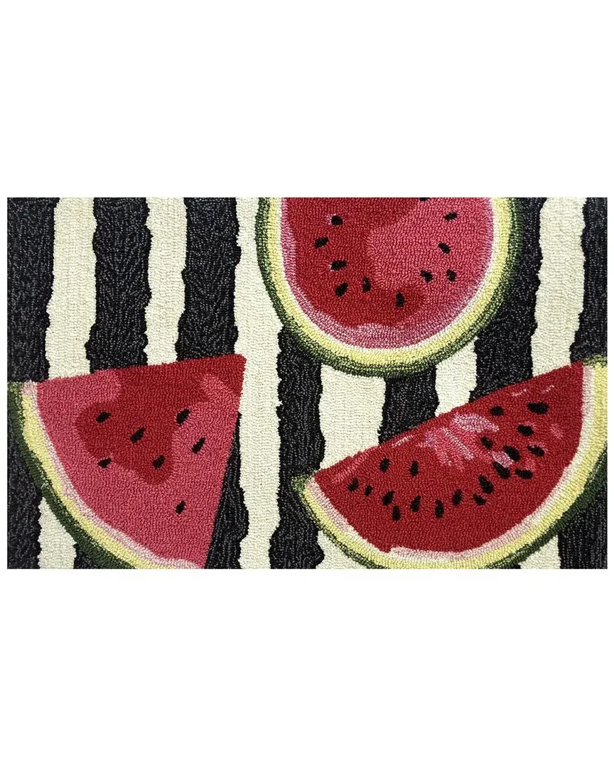 Watermelon Stripe Indoor/Outdoor Doormat - Black