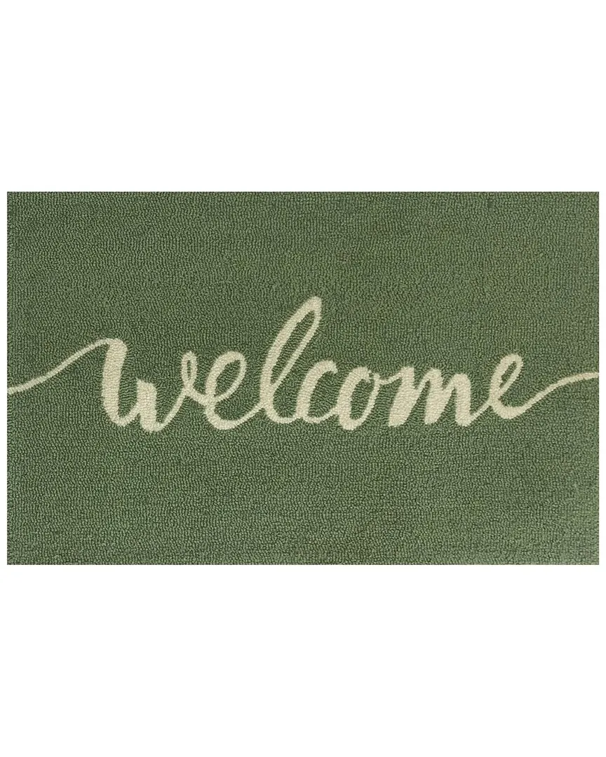 Welcome Script Indoor/Outdoor Doormat - Green, Polyester image