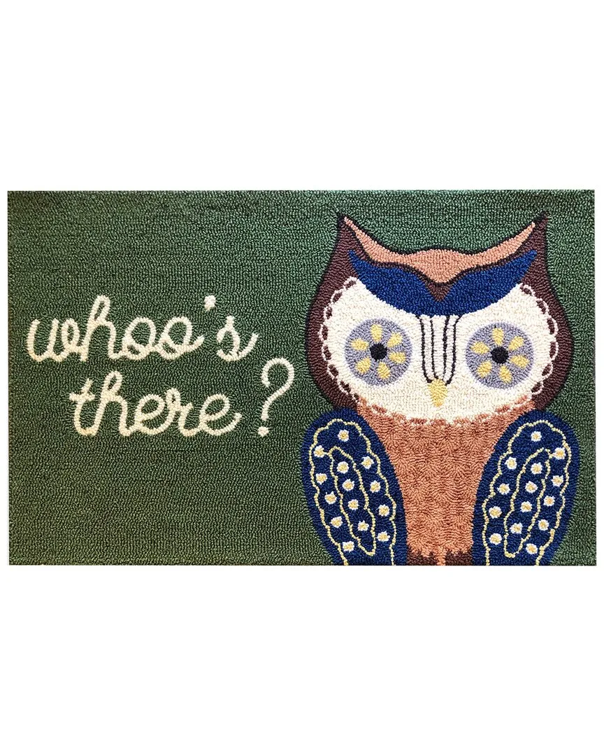Whoo's There Owl 24x36in Doormat - Green image