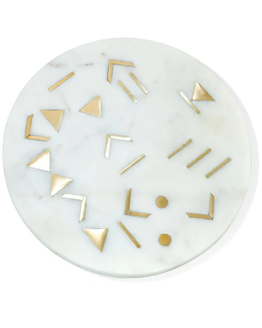 Aristocrat Round Serving Platter - White, Marble