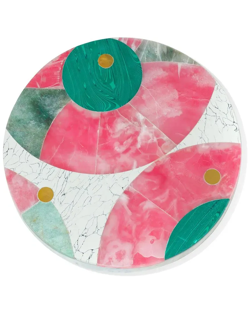 Aurora Splendor Round Serving Platter - Multicolor, Marble