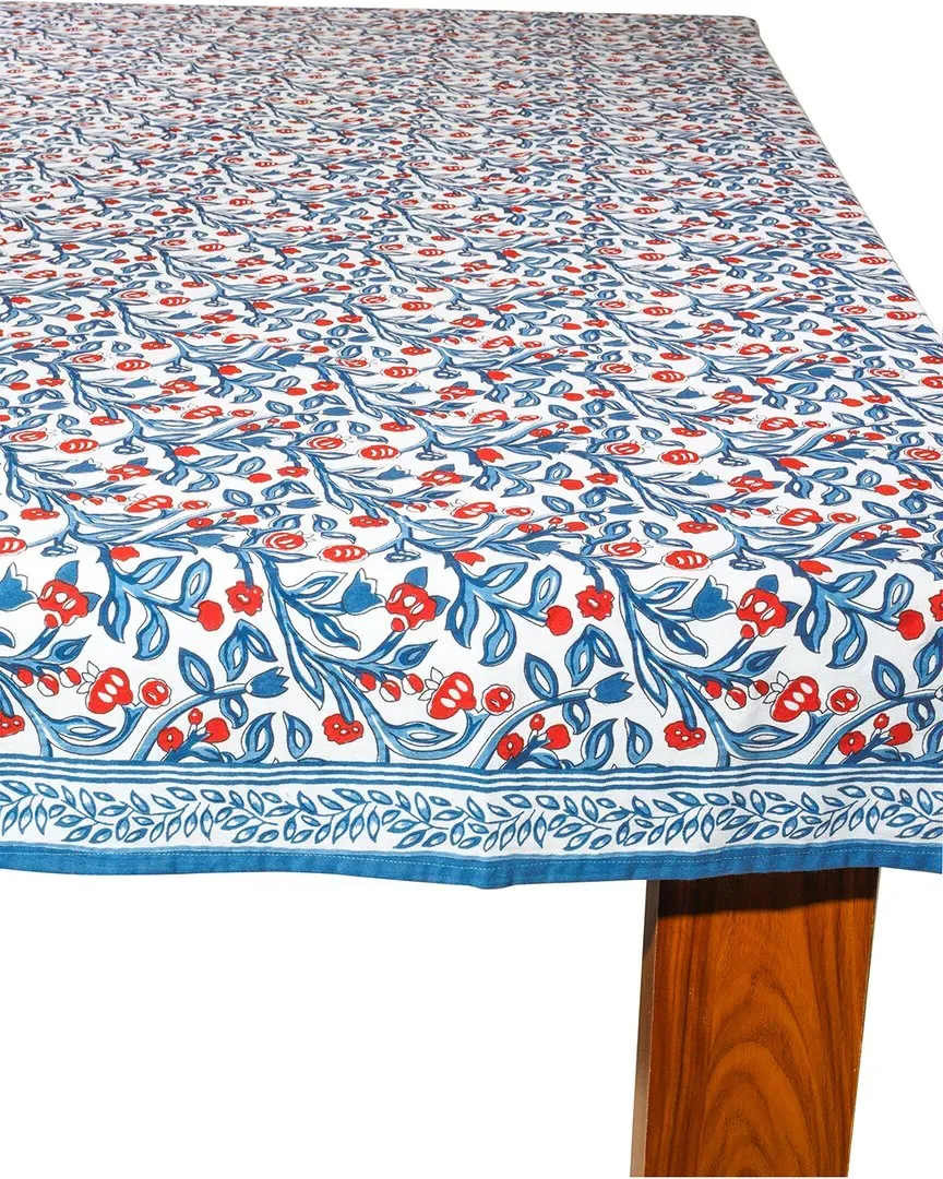 Block Print Cotton Tablecloth - Blue