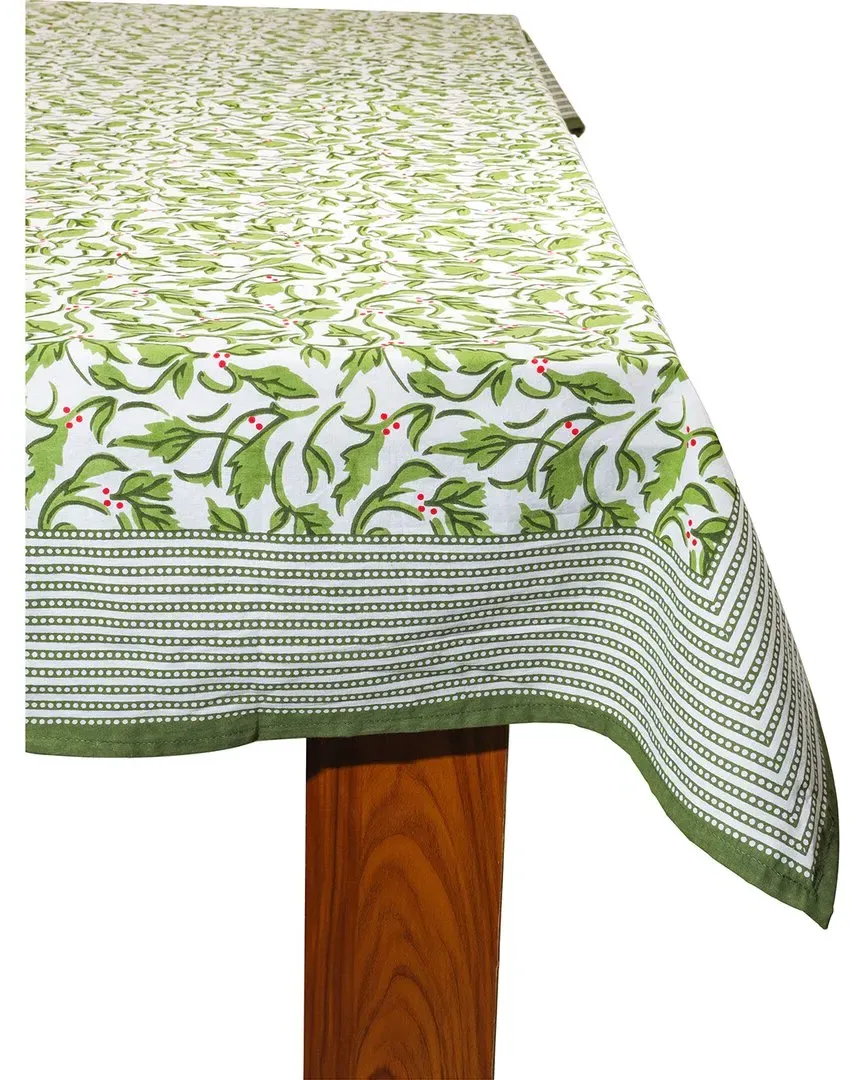 Block Print Cotton Tablecloth - Green