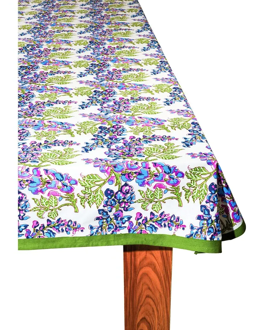 Bluebell Symphony Block Print Cotton Tablecloth