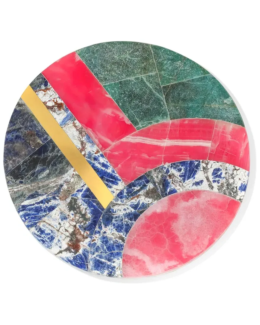 Celestial Harmony Round Serving Platter - Multicolor, Marble