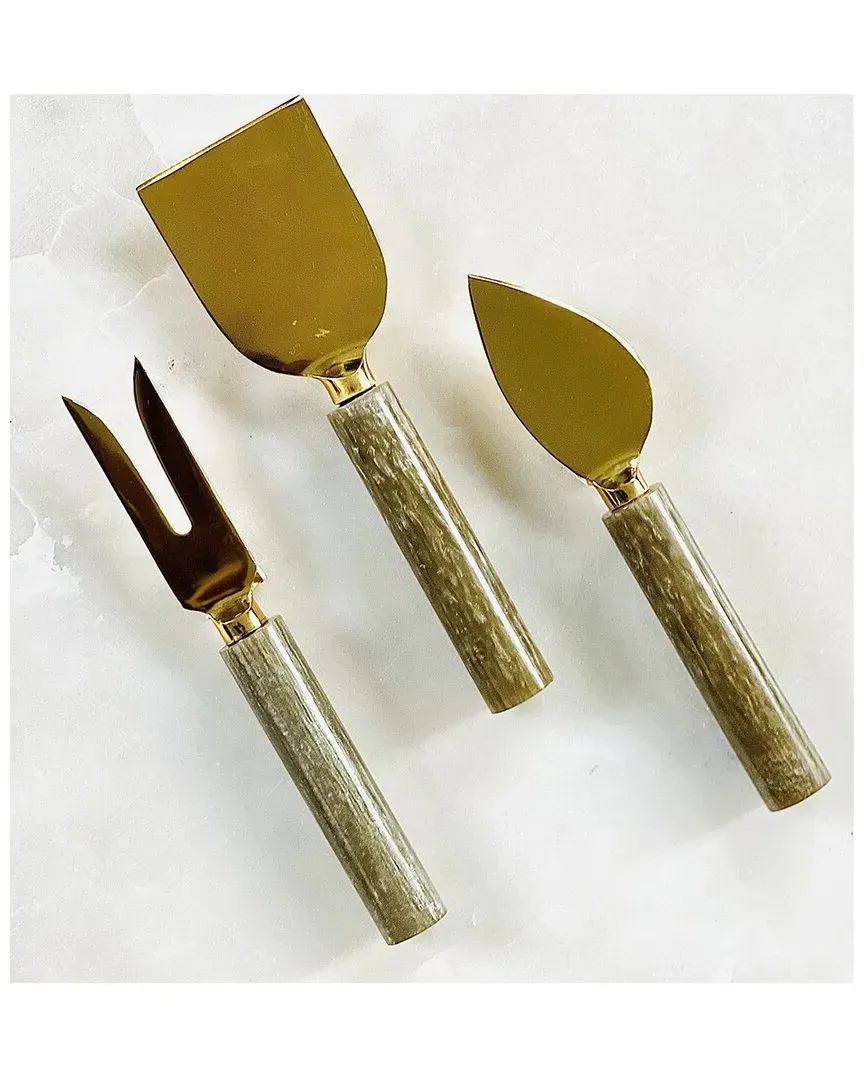 Cheese Knife Set - Brown, Resin
