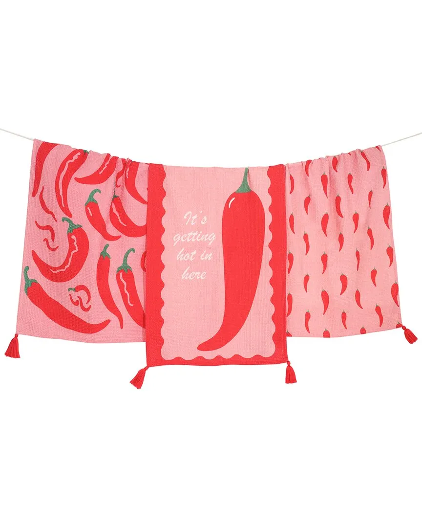 Chili Pepper Kitchen Towel Set - Red, Cotton