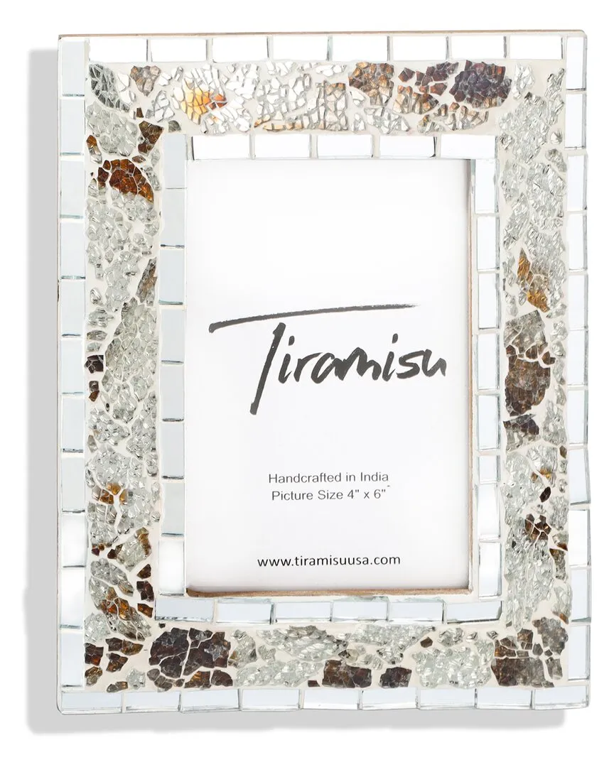 Earthstone Glimmer Mosaic Picture Frame - White image