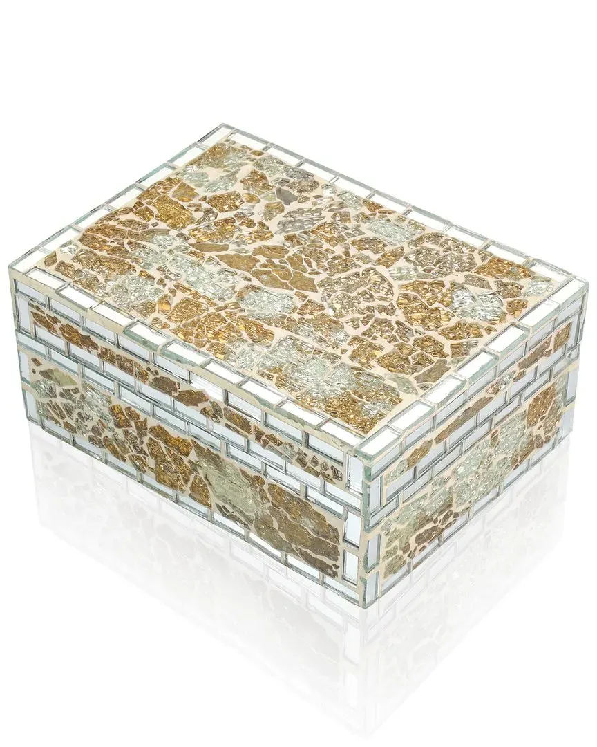 Gilded Crackle Mosaic Decorative Box - Gold, Glass