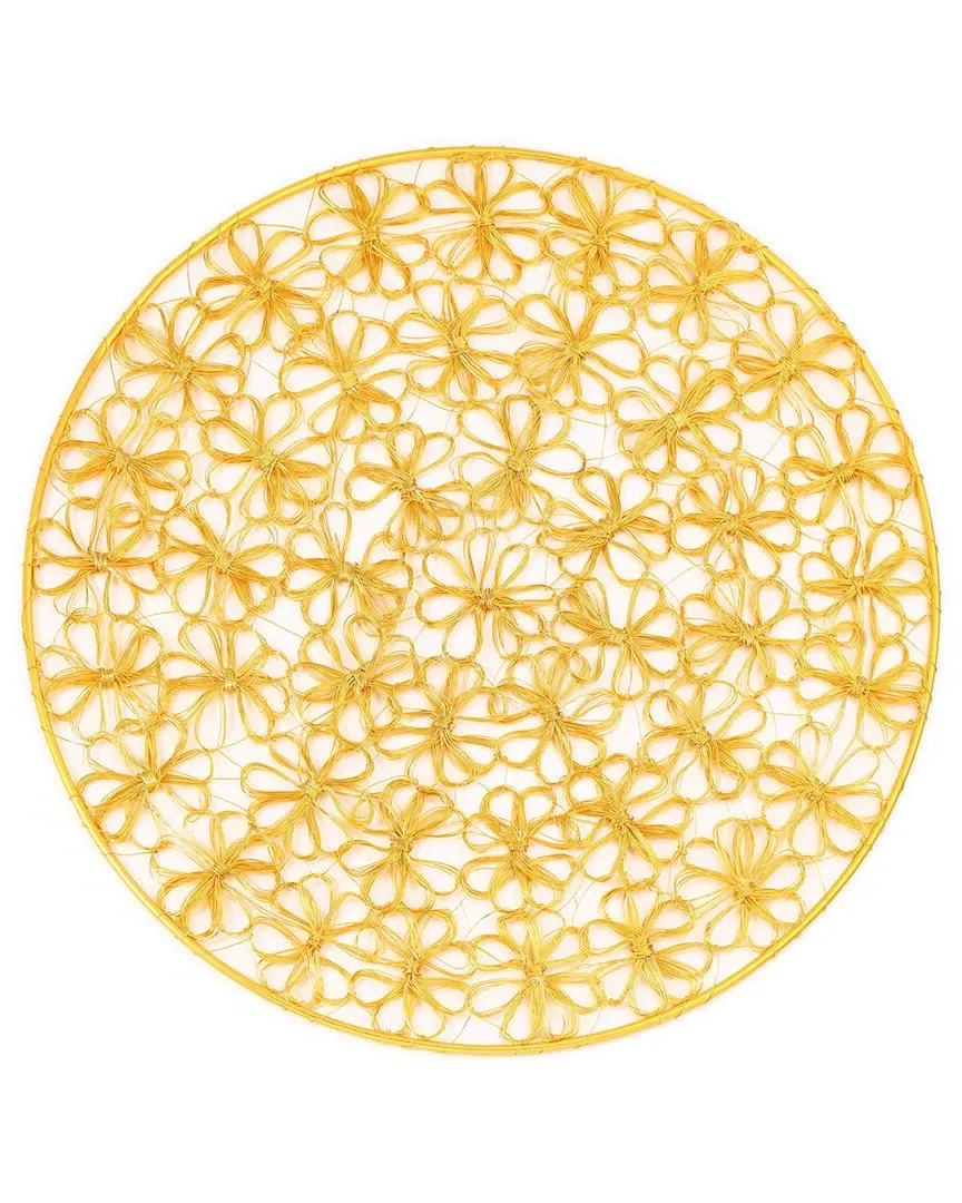 Golden Bloom Lace Round Metal Placemat - Gold image