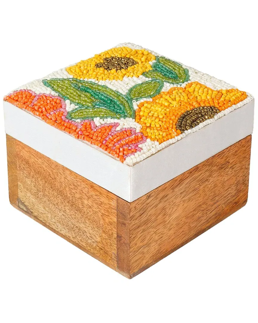 Golden Sunflower Keepsake Box - Multicolor, Mango Wood image
