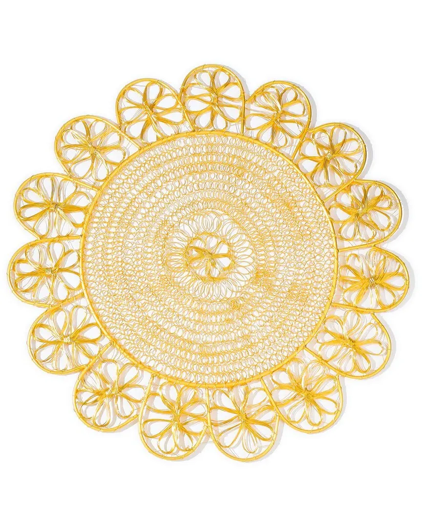 Luxe Lattice Bloom Round Metal Placemat - Gold image