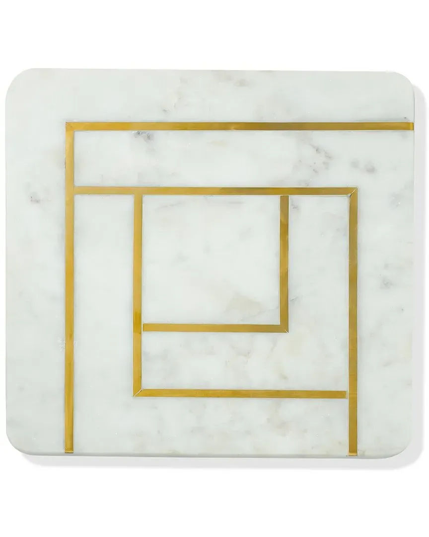 Noble Lineage Square Serving Platter - White, Marble