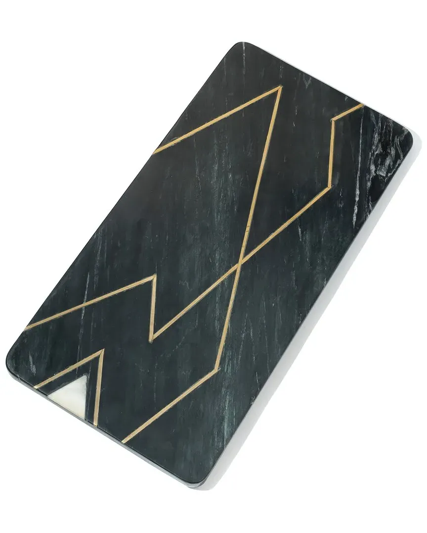 Obsidian Elegance Rectangular Serving Platter - Black, Marble