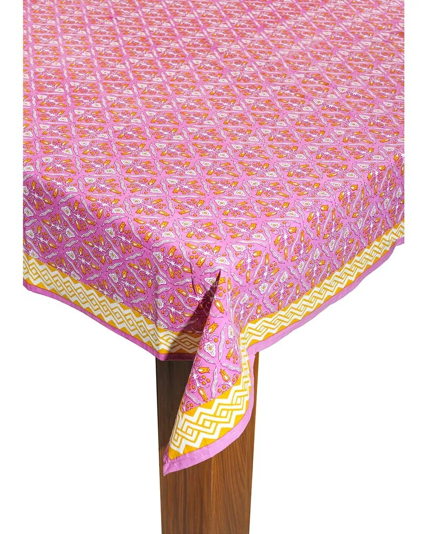 Orchid Block Print Tablecloth - Cotton