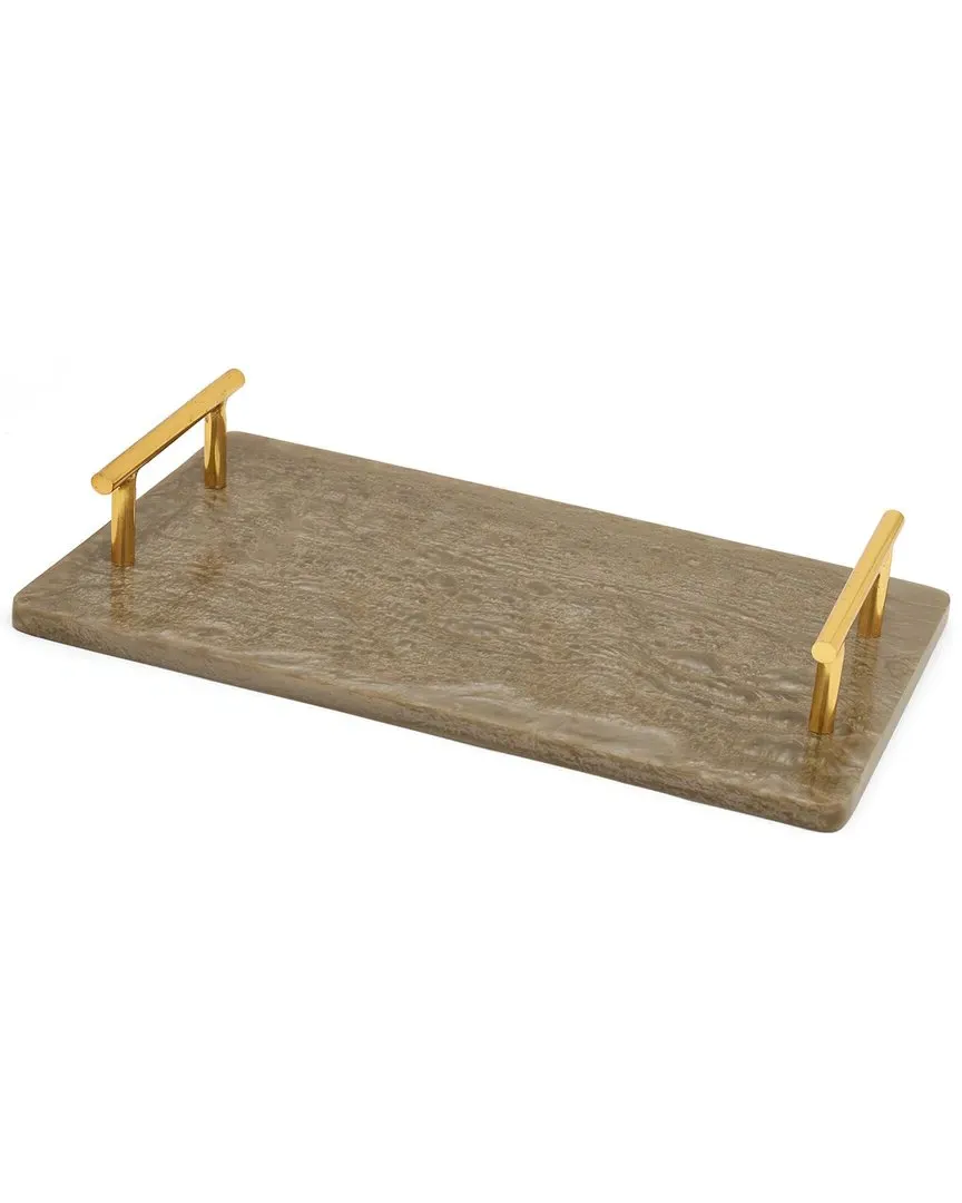 Resin Serving Board with Handles - Brown