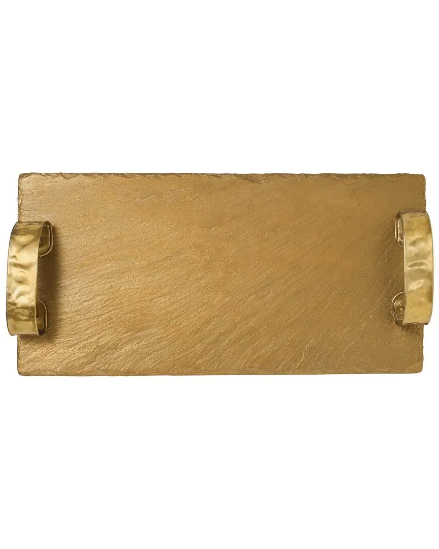 Resin Slate Cheese Platter with Handles - Yellow, Resin