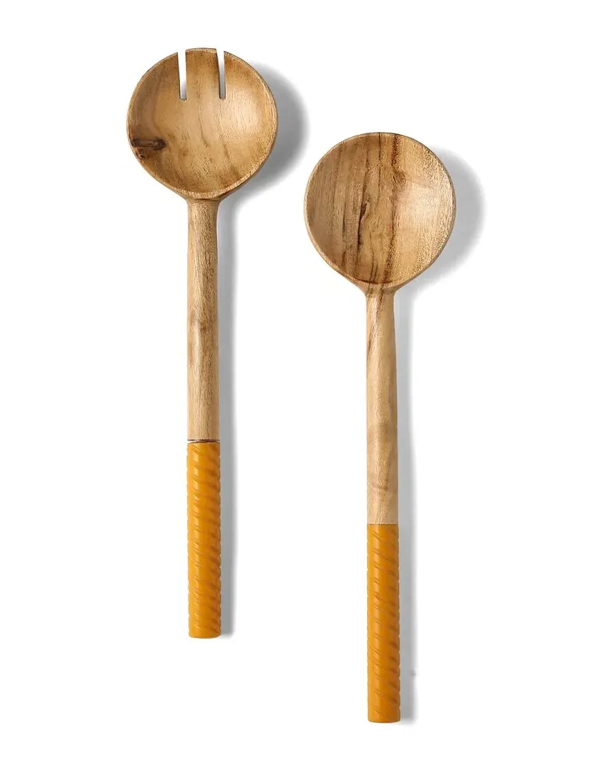 Resin & Wood Server Set - Orange, Acacia Wood image