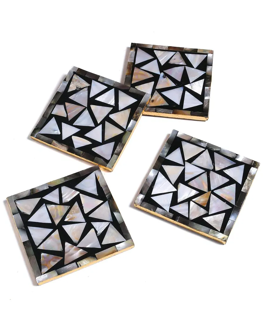 Set of 4 Mother of Pearl Coasters - Black image