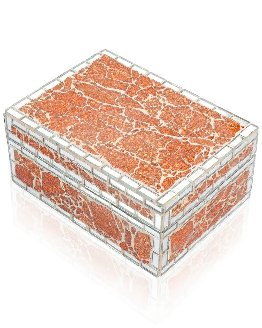Sienna Crackle Mosaic Decorative Box - Pink, Glass