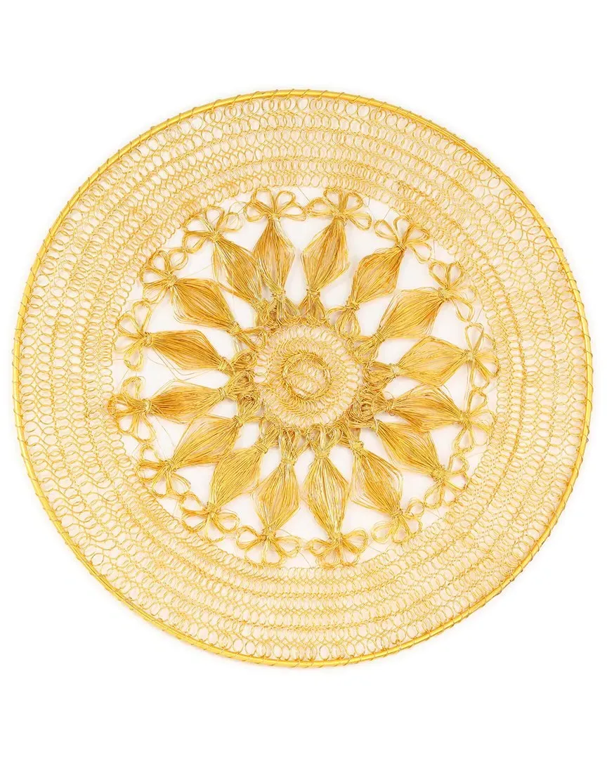 Sunburst Petal Round Metal Placemat - Gold