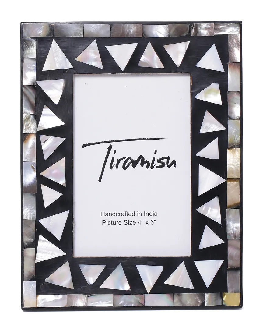 Triangle Pattern Picture Frame - Black, Mother-of-Pearl