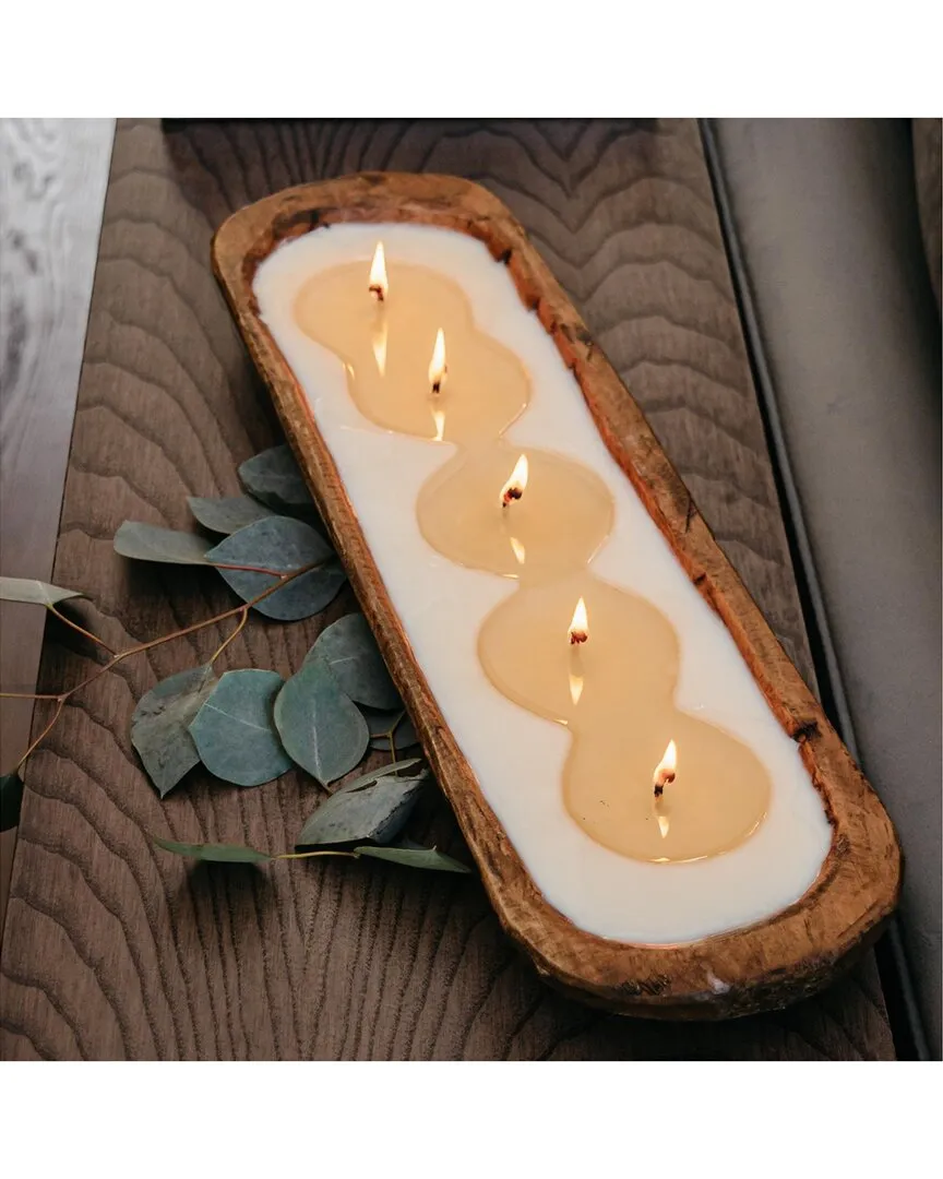 Citrus Tree 5-Wick Hand Carved Dough Bowl Candle - Natural