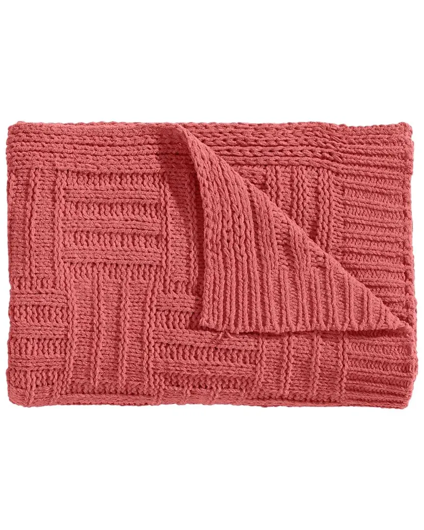 Chain Basket Knit Reversible Throw Blanket - Red, Chenille
