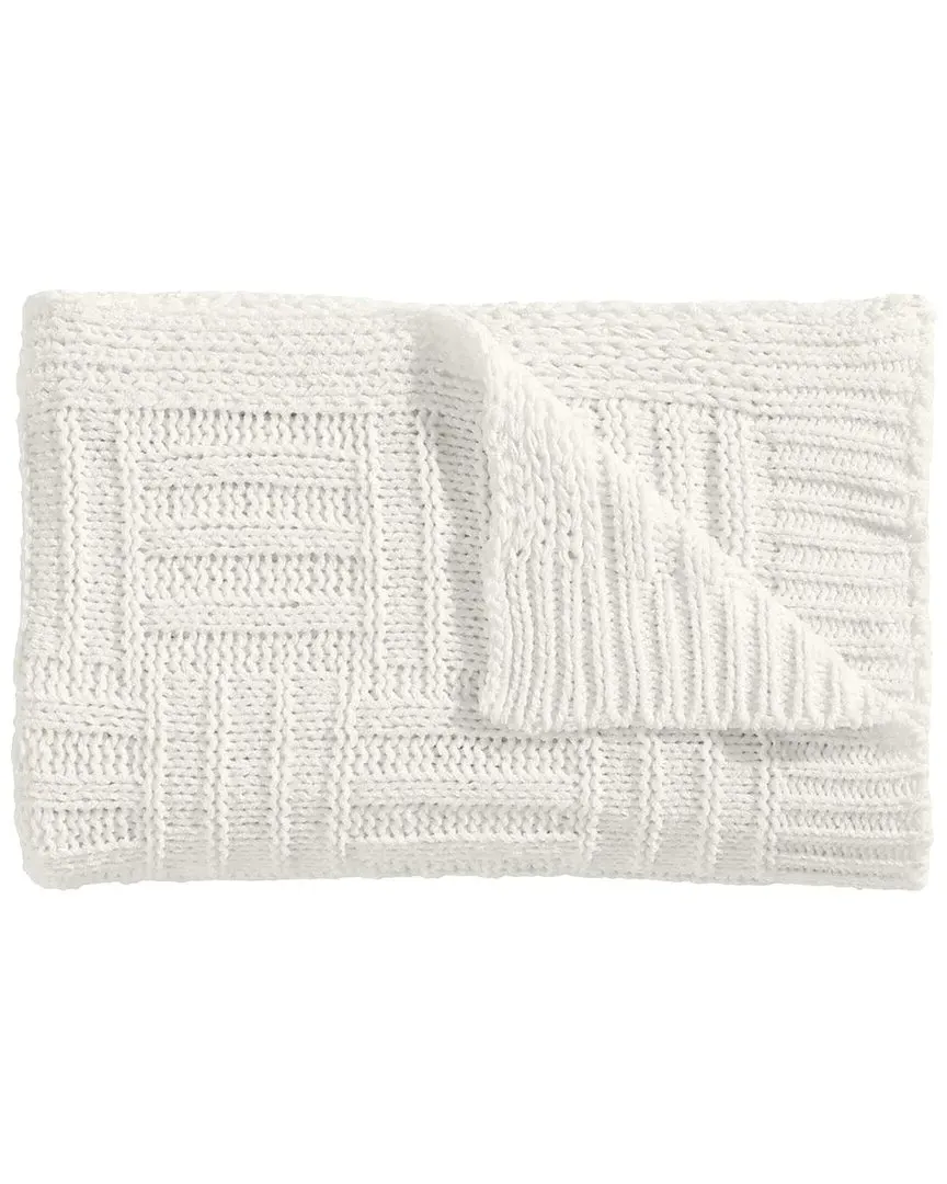 Chain Basket Knit Reversible Throw Blanket - White, Chenille