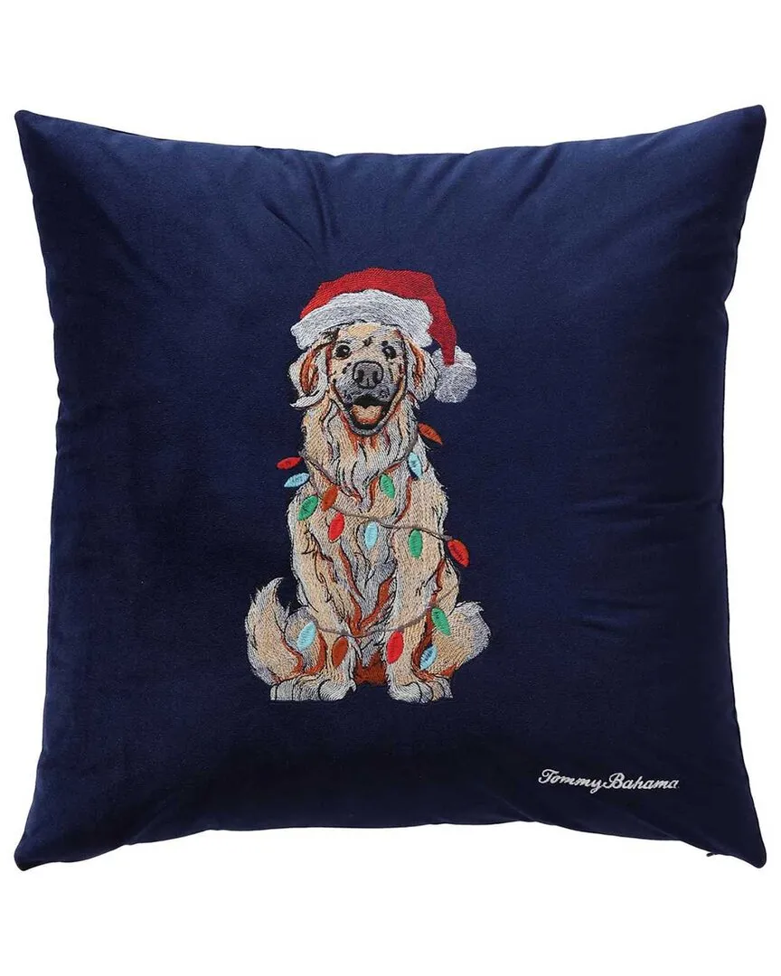 Holiday Retriever Square Decorative Pillow - Navy, Polyester image