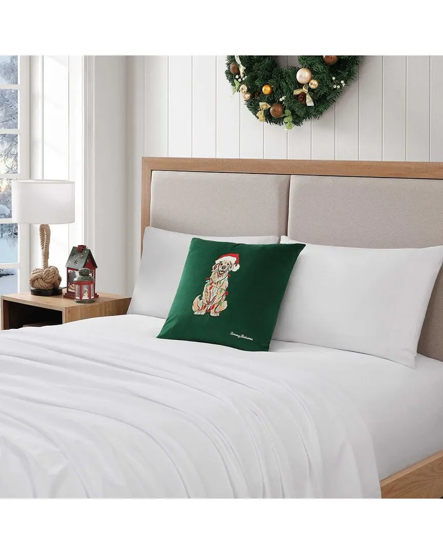 Holiday Retriever Square Velvet Decorative Pillow - Emerald