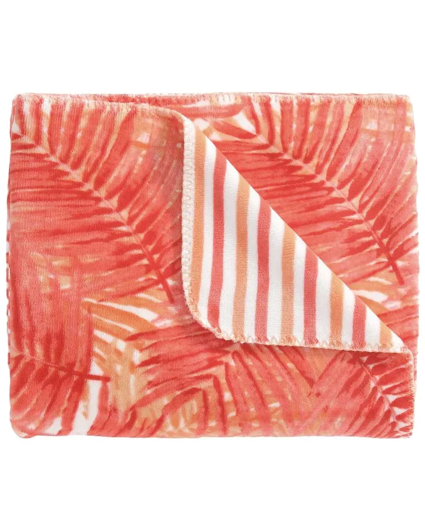Hot Tropics Coco Flannel Reversible Throw Blanket - Coral Orange image