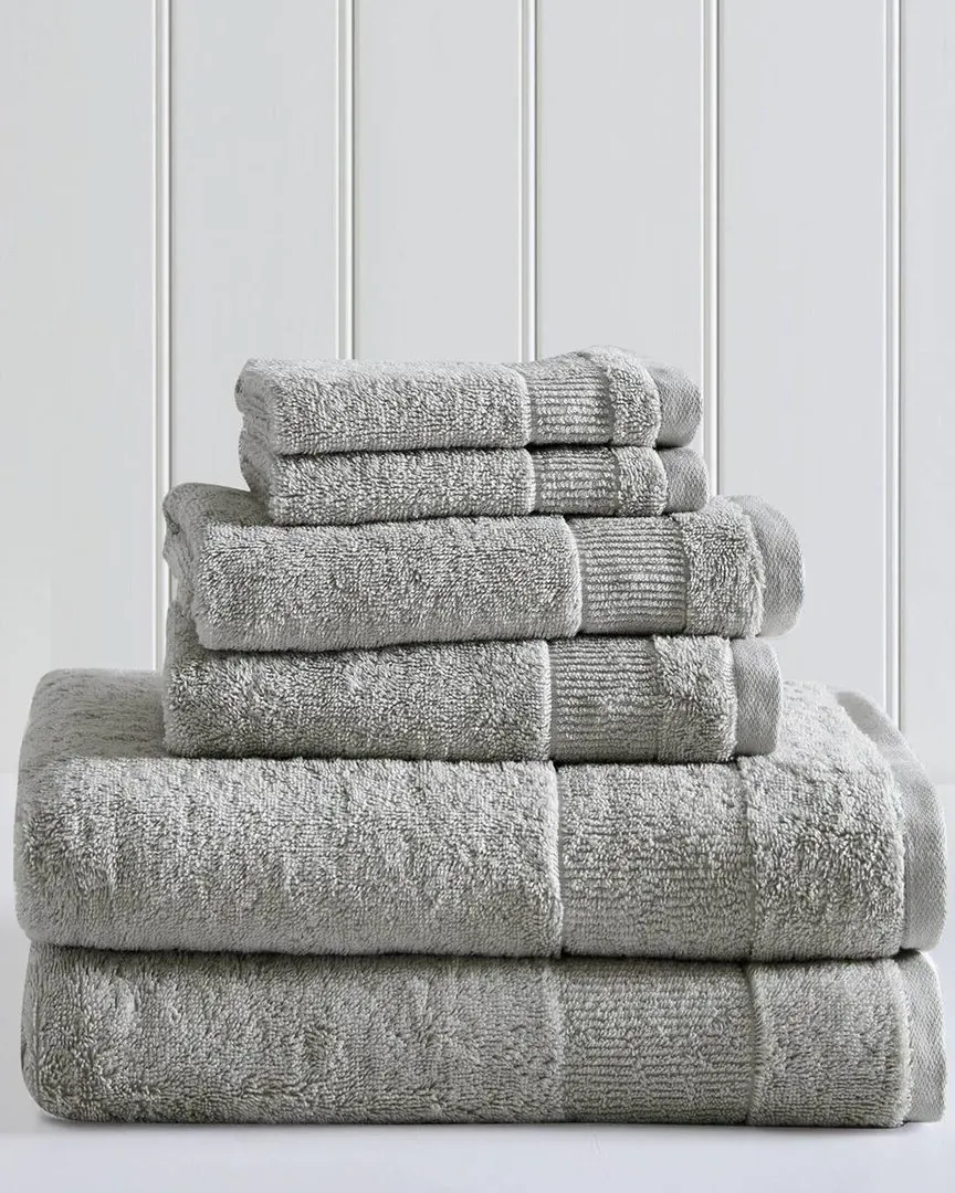Island Retreat 6-Piece Towel Set - Grey, Cotton