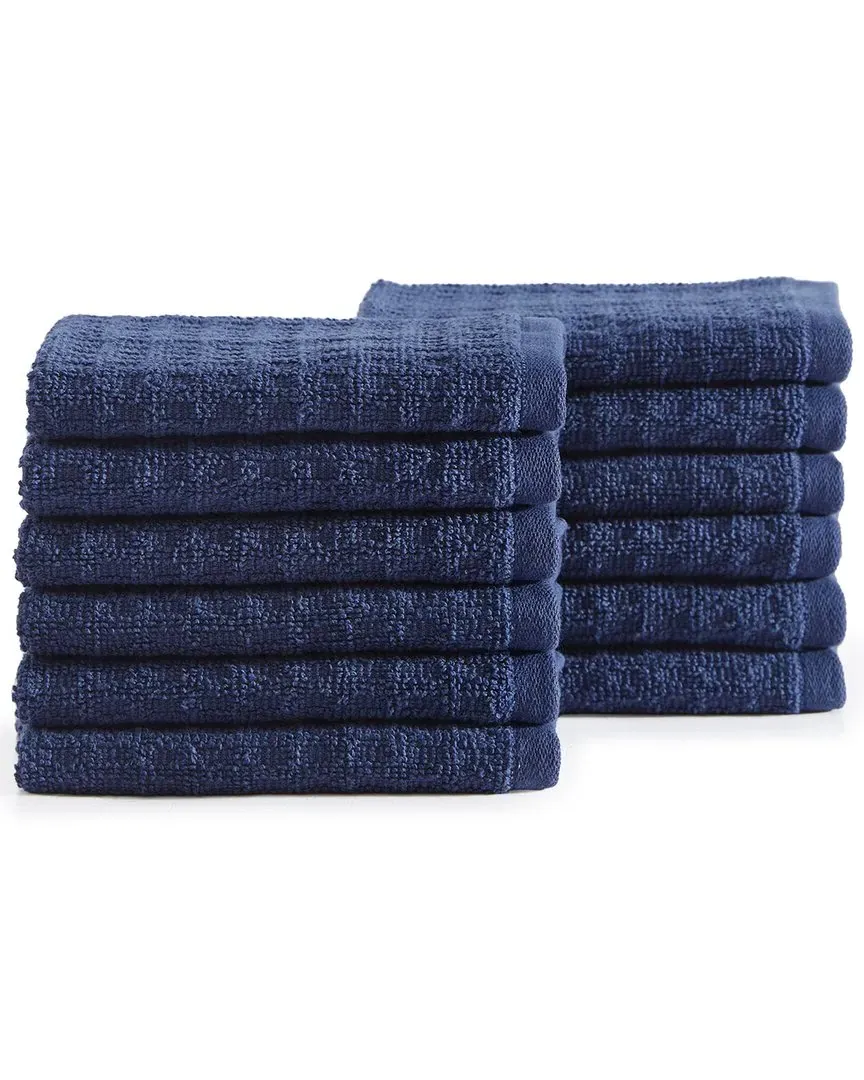 Northern Pacific Set of 12 Wash Towels - Blue, Cotton