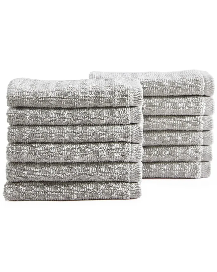 Northern Pacific Set of 12 Wash Towels - Grey, Cotton