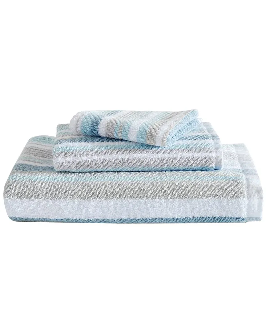 Ocean Bay Stripe Cotton Terry 3Pc Towel Set - Grey image