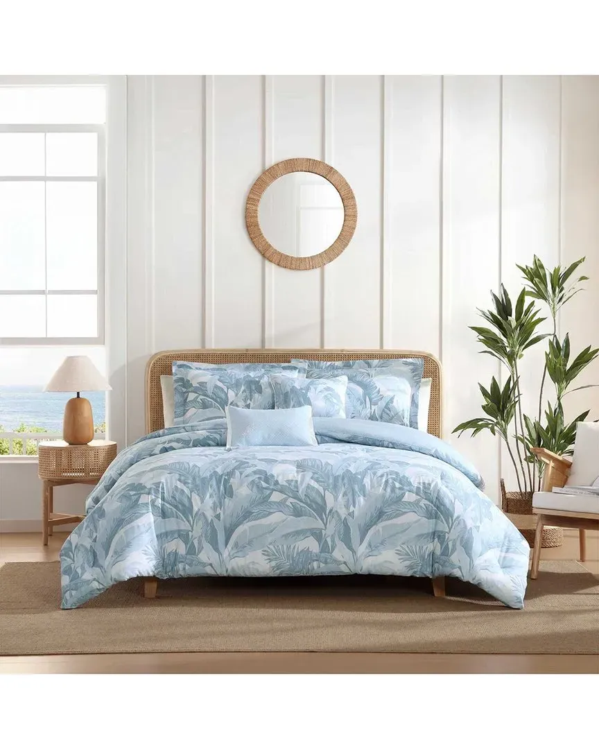 Palm Serenity Reversible Cotton Comforter Set - Blue image