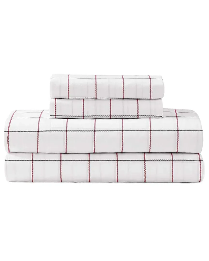 200 Thread Count Glasgow Windowpane Cotton Percale Sheet Set image