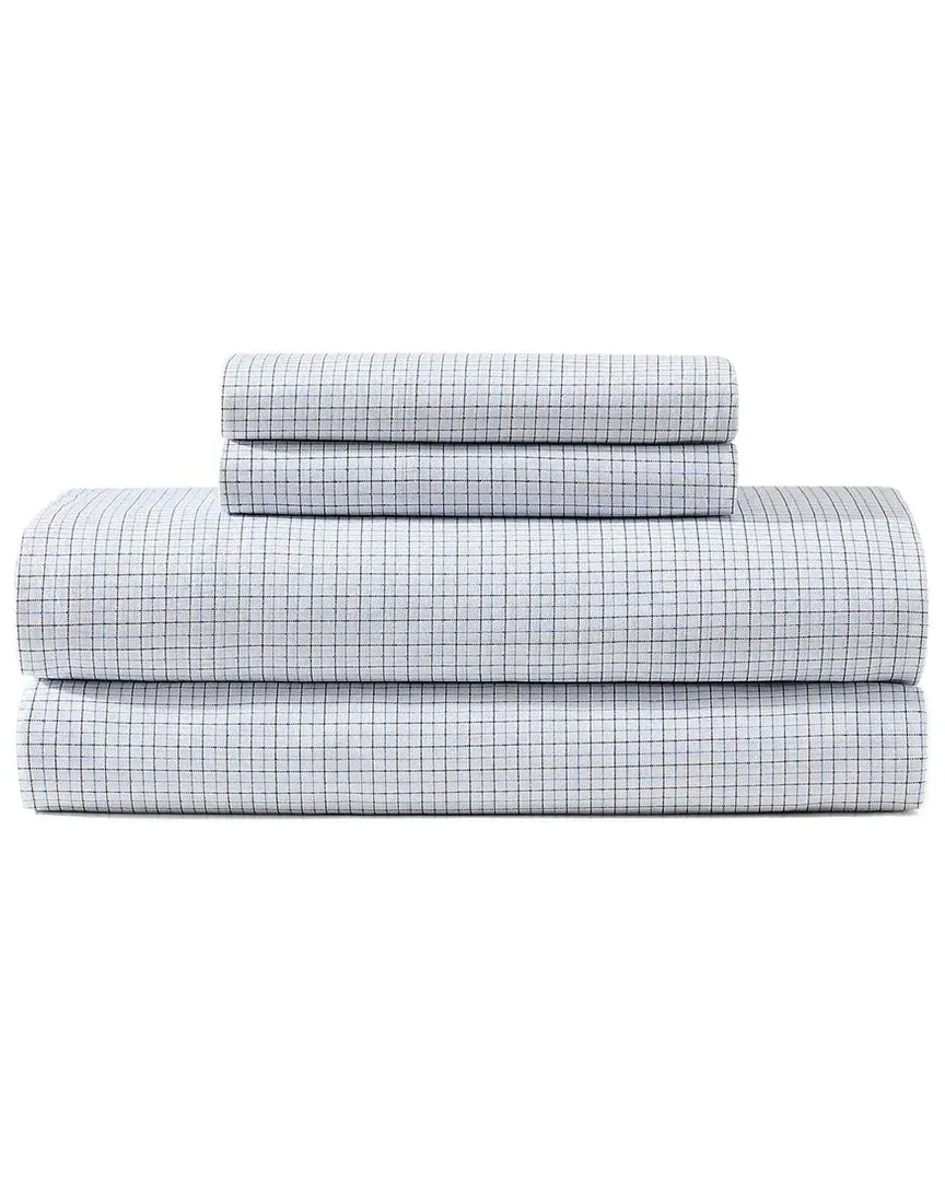 200 Thread Count New England Plaid Cotton Percale Sheet Set