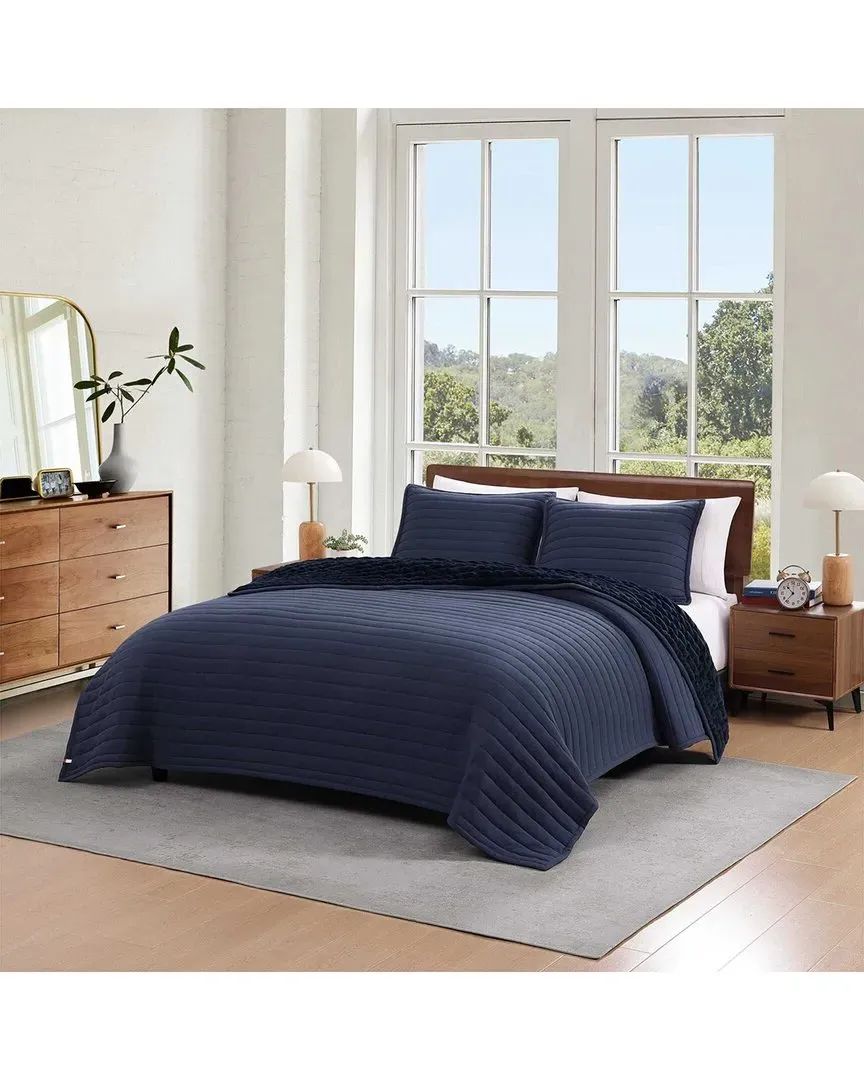 Comfort Solid Flannel Quilt Set - Navy image
