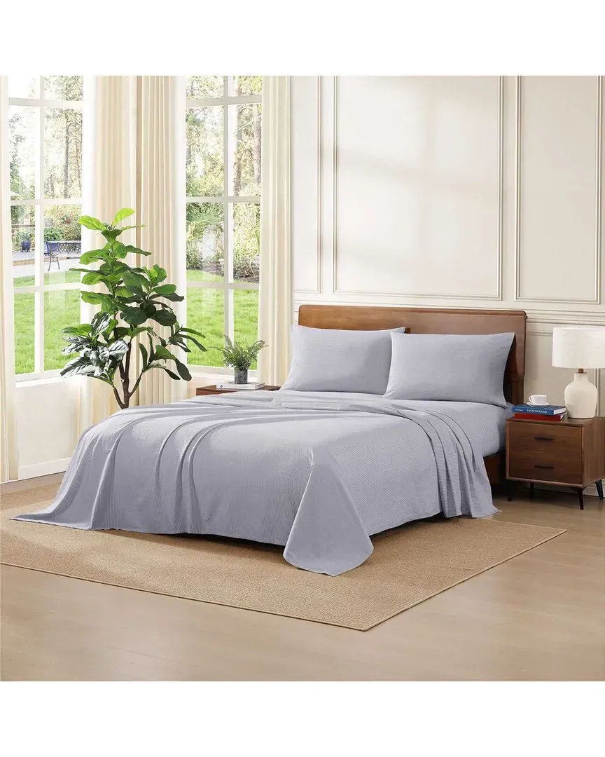 Ithaca Stripe Cotton Percale Sheet Set - Navy