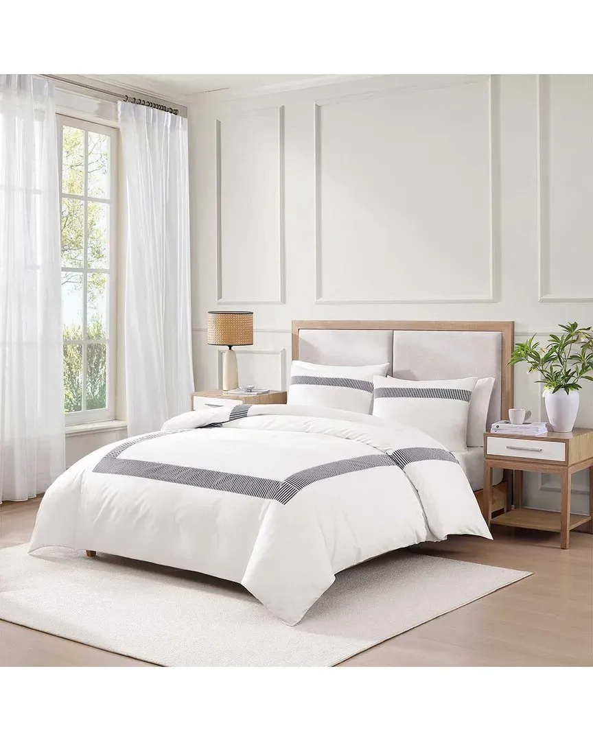 Madison Oxford Cotton Comforter Bedding Set - Navy, White